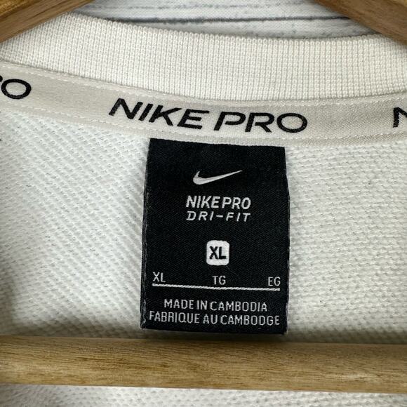 Nike Pro Womens size XL Dri-FIT Get Fit Crew Sweatshirt Cropped dd1955 White - Picture 7 of 8
